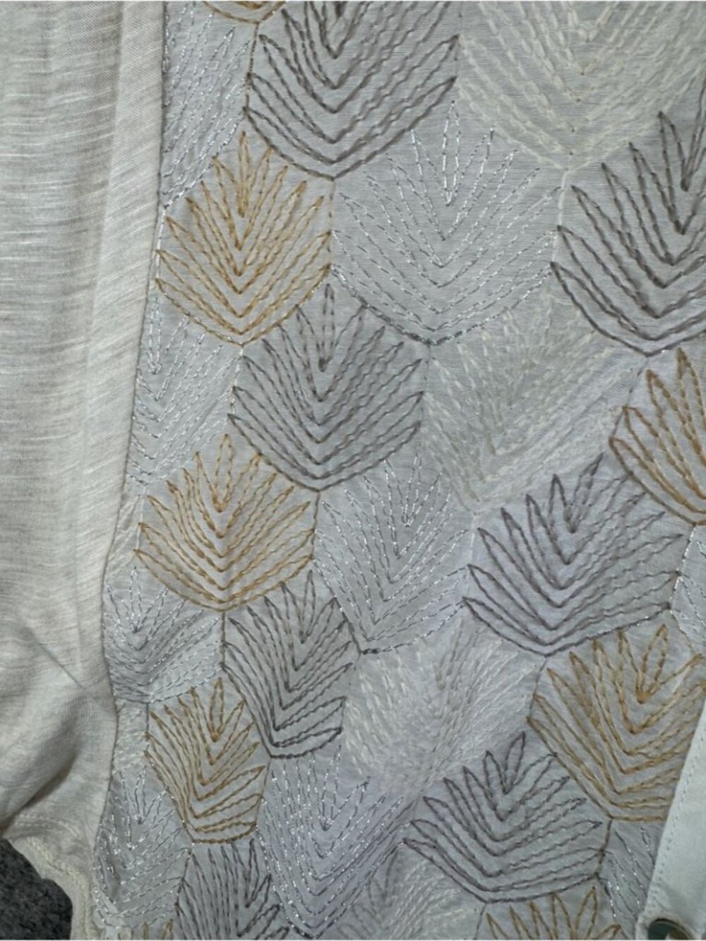 TINY Silk Blend Boho Embroidered Top Large Festival Blouse Western Casual Chic - Picture 6 of 16